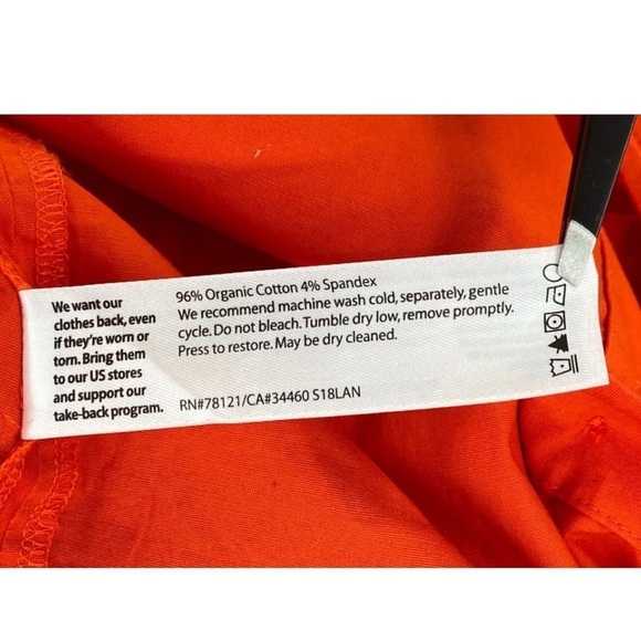 Eileen Fisher Top XS Orange Coral Long Sleeve Button Shirt Organic Cotton Blend - Picture 11 of 15